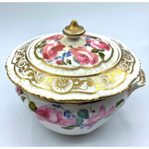 331 - H & R Daniel pink rose Sugar Box with lid pattern no 3915 First Gadroon shape in good condition, 13c... 