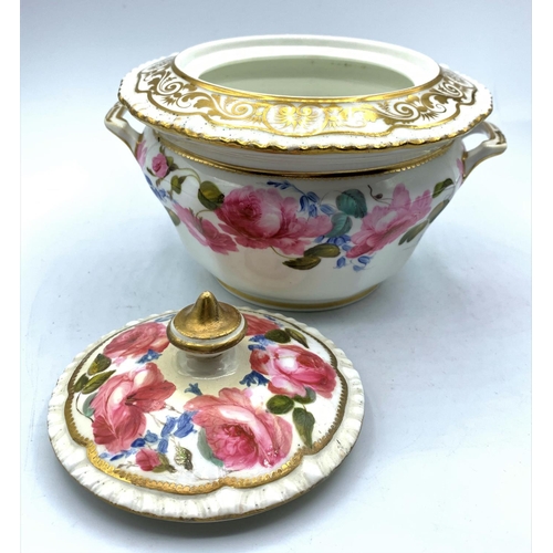 331 - H & R Daniel pink rose Sugar Box with lid pattern no 3915 First Gadroon shape in good condition, 13c... 