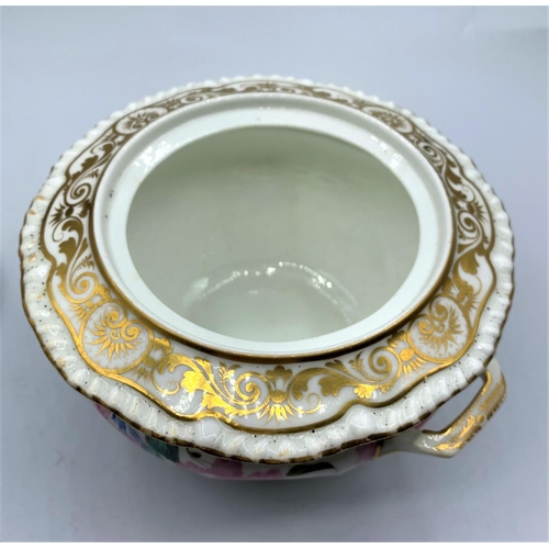 331 - H & R Daniel pink rose Sugar Box with lid pattern no 3915 First Gadroon shape in good condition, 13c... 