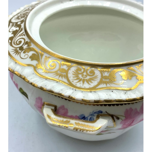 331 - H & R Daniel pink rose Sugar Box with lid pattern no 3915 First Gadroon shape in good condition, 13c... 