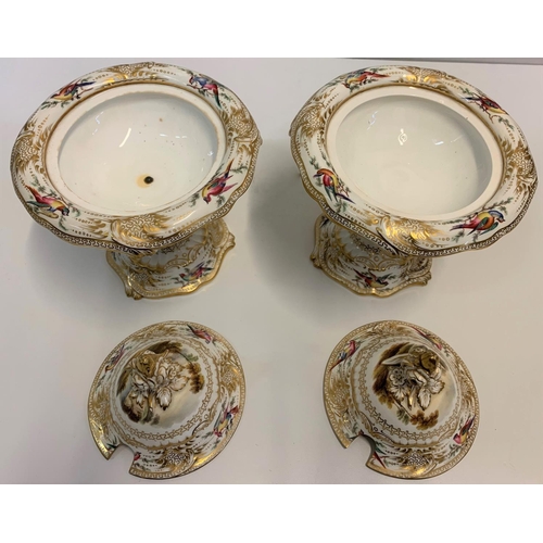 332 - Pair of H & R Daniel Footed Tureens circa 1880 pattern no 8623, 23cm tall and 18cm diameter approx (... 