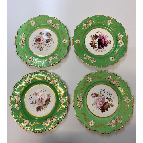 335 - Set of 4  H & R Daniel Plates (pattern no.s 4425 & 4426) each hand painted Plate having a different ... 