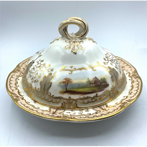 339 - H & R Daniel Muffin Dish circa 1890 with ornate lid Stanhope Shape (pattern no 7344)