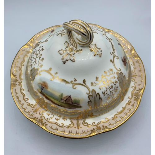 339 - H & R Daniel Muffin Dish circa 1890 with ornate lid Stanhope Shape (pattern no 7344)