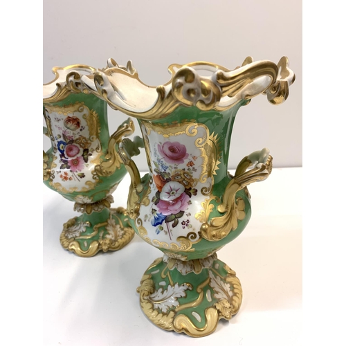 353 - Pair of H & R Daniel Fine Porcelain Classic style Vases, some cracking and repairs (A/F), 24cm tall ... 