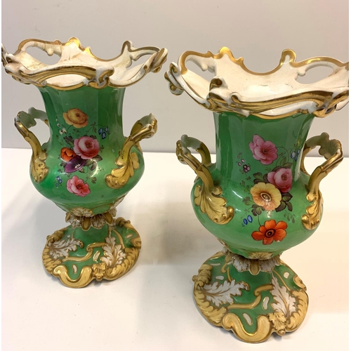 353 - Pair of H & R Daniel Fine Porcelain Classic style Vases, some cracking and repairs (A/F), 24cm tall ... 