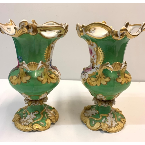 353 - Pair of H & R Daniel Fine Porcelain Classic style Vases, some cracking and repairs (A/F), 24cm tall ... 