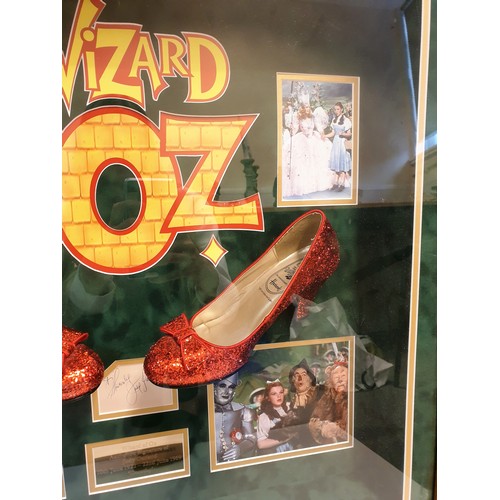 147 - Authentic Hand Signed Piece of Cinematic history, a framed tribute to 'The Wizard of OZ' including L... 