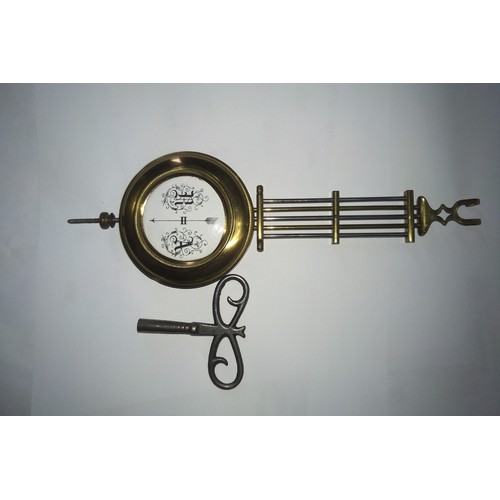 175 - Antique Vienna Regulator Chiming Clock  in working condition   80cm H x 354cm W approx with key & pe... 