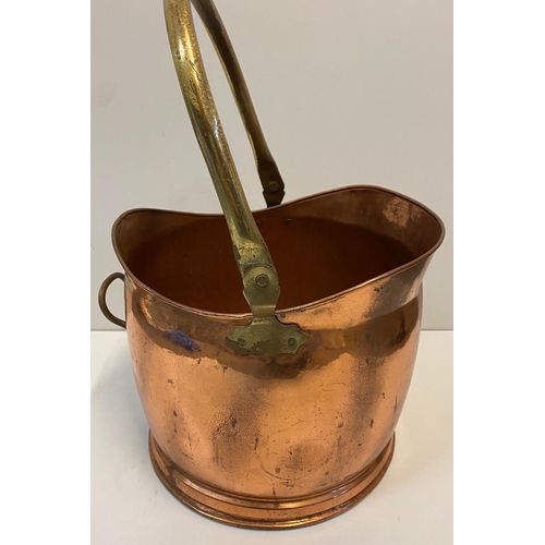 366 - Retro/Vintage Copper Coal Scuttle, 29x40cm approx