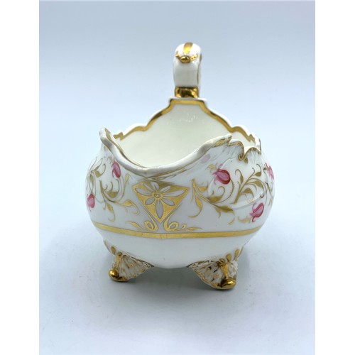 180 - 1828 H&R Daniel Shrewsbury shaped Creamer painted with Pink Flower, pattern no 4226, 16cm x 10cm