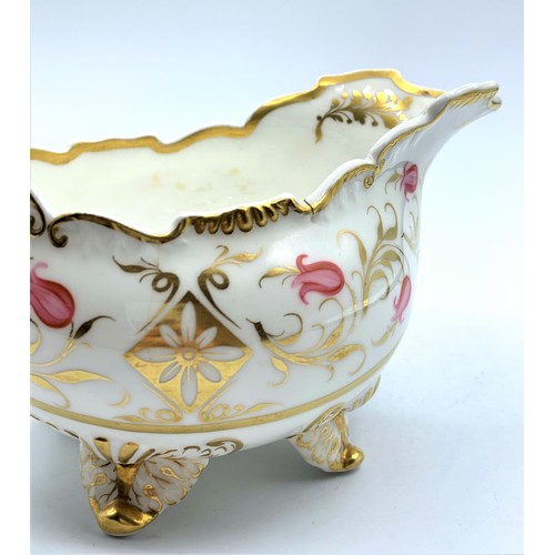 180 - 1828 H&R Daniel Shrewsbury shaped Creamer painted with Pink Flower, pattern no 4226, 16cm x 10cm