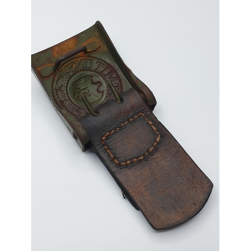 100 - WW2 German Africa Corps Buckle & Leather Tab Dated 1939.