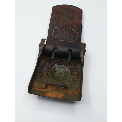 100 - WW2 German Africa Corps Buckle & Leather Tab Dated 1939.