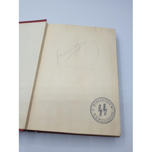 112 - WW2 German Book with stamp from the SS-Schule Haus in Wewelsburg Castle, from SS leadership school t... 