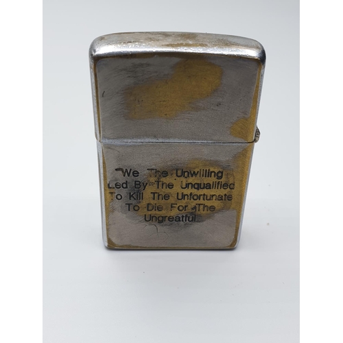 136 - Original Zippo Vietnam Veterans Lighter Engraved “An-Khe 1973-74” However the actual date of the lig... 