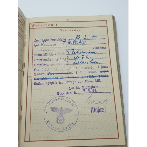 60 - WW2 German Wehrpass Book. With academic report for application to pilot school. Soldier was released... 