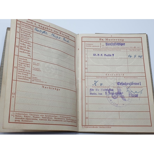 60 - WW2 German Wehrpass Book. With academic report for application to pilot school. Soldier was released... 