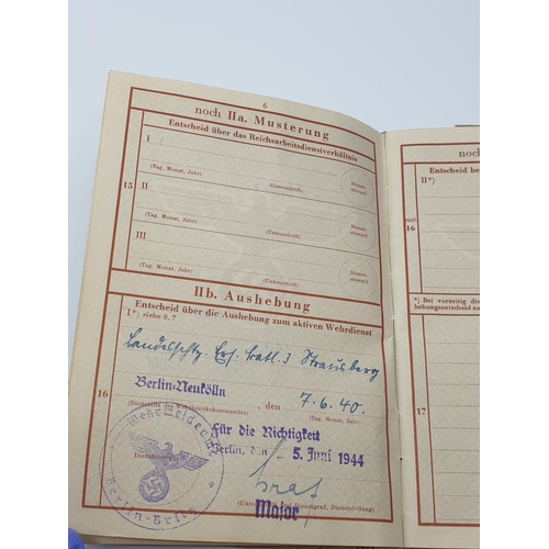 60 - WW2 German Wehrpass Book. With academic report for application to pilot school. Soldier was released... 