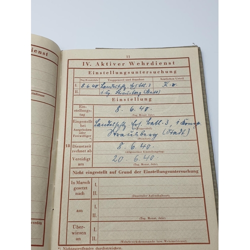 60 - WW2 German Wehrpass Book. With academic report for application to pilot school. Soldier was released... 