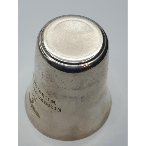 68 - WW2 Kriegsmarine Engraved Silver Plated Beaker dedicated to the Wilhelmshaven Dock Yard