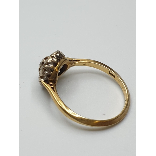 30 - Stone set 18ct Gold  Ring having a Diamond Centre stone with an 8 diamond circular surround, quality... 