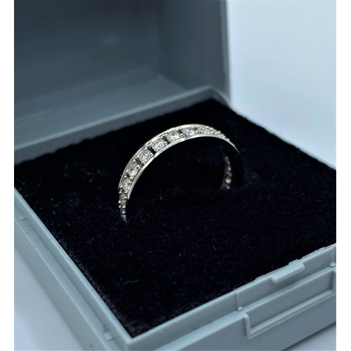 315 - 18CT WHITE GOLD DIAMOND FULL BAND/ETERNITY  RING, SIZE I,  WEIGHT 3.1G AND 0.50CT APPROX DIAMONDS