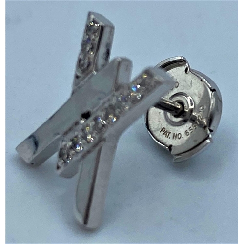 322 - PAIR OF 18CT WHITE GOLD DIAMOND SET  EARRINGS, WEIGHT 3.3G APPROX AND 0.20CT DIAMONDS.