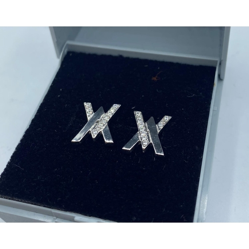 322 - PAIR OF 18CT WHITE GOLD DIAMOND SET  EARRINGS, WEIGHT 3.3G APPROX AND 0.20CT DIAMONDS.