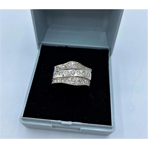 343 - 9CT WHITE GOLD DIAMOND SET RING, WEIGHT 7.5G AND APPROX 0.40CT DIAMONDS, SIZE N