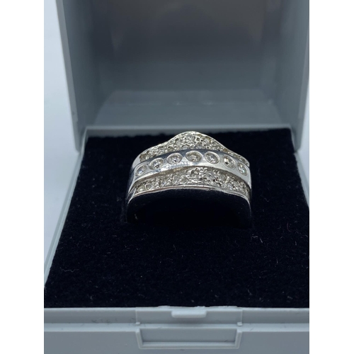 343 - 9CT WHITE GOLD DIAMOND SET RING, WEIGHT 7.5G AND APPROX 0.40CT DIAMONDS, SIZE N