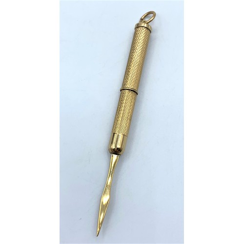 172 - Antique 9K Yellow Gold Toothpick, full hallmarks weight 6.6g and 5cm long approx