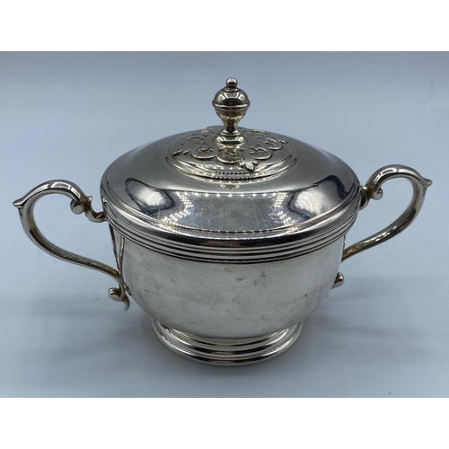 281 - Vintage Silver Pot with Lid and Twin Handles, Hallmarked London Makers mark AHN  A Haviland-Nye	 196... 