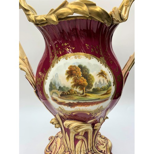 159 - H&R Daniel Rococo Maroon Vase 29cm tall in good condition