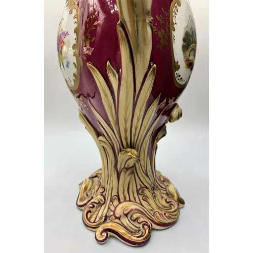 159 - H&R Daniel Rococo Maroon Vase 29cm tall in good condition