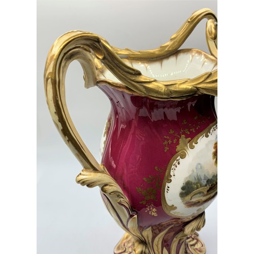 159 - H&R Daniel Rococo Maroon Vase 29cm tall in good condition