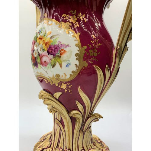 159 - H&R Daniel Rococo Maroon Vase 29cm tall in good condition