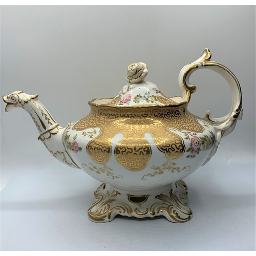 5 - H&R Daniel Ornate Tea pot with dragon head spout and slanting rose on the lid in good condition.