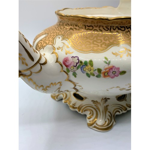 5 - H&R Daniel Ornate Tea pot with dragon head spout and slanting rose on the lid in good condition.