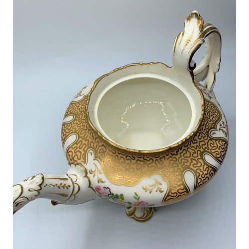 5 - H&R Daniel Ornate Tea pot with dragon head spout and slanting rose on the lid in good condition.