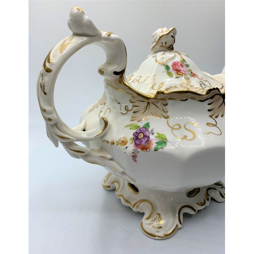 49 - H&R Daniel Bath shape Teapot with Floral theme in good condition