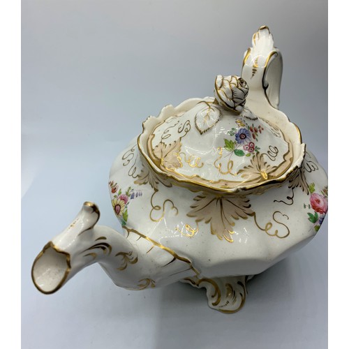 49 - H&R Daniel Bath shape Teapot with Floral theme in good condition