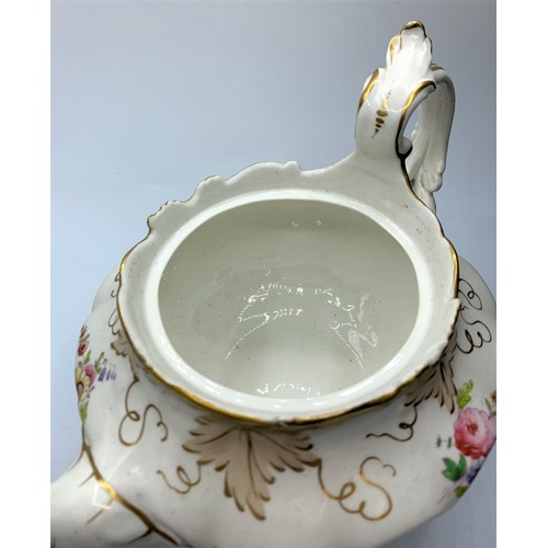 49 - H&R Daniel Bath shape Teapot with Floral theme in good condition