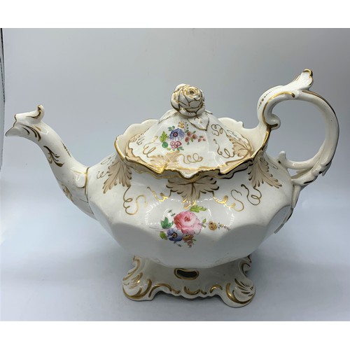 49 - H&R Daniel Bath shape Teapot with Floral theme in good condition