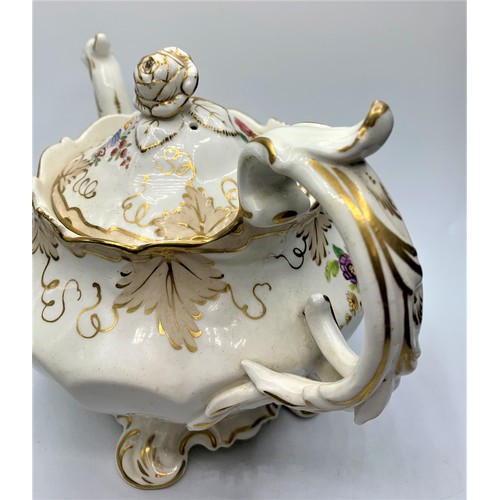 49 - H&R Daniel Bath shape Teapot with Floral theme in good condition