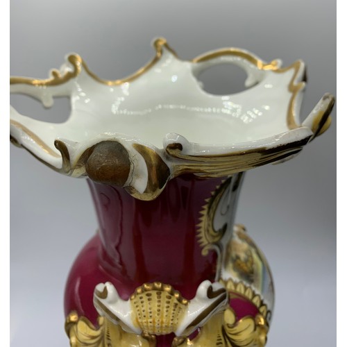 42 - H&R Daniel Cranberry Urn in  a Baroque style circa 1840, one small hairline crack visible under the ... 