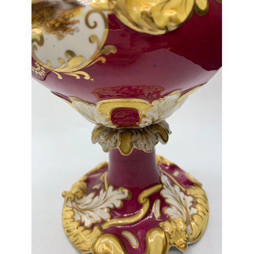 42 - H&R Daniel Cranberry Urn in  a Baroque style circa 1840, one small hairline crack visible under the ... 