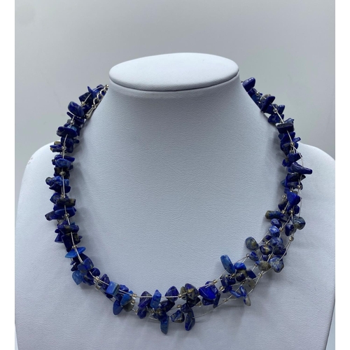 79 - One Lapis Lazuli and Red Coral Necklace, Bracelet and Earrings set together with another Lapis Lazul... 