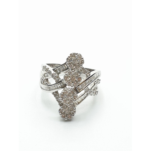 17 - (Withdraw)18ct White Gold Diamond Ring with approx 1.42ct diamonds, weight 6.9g and size O1/2