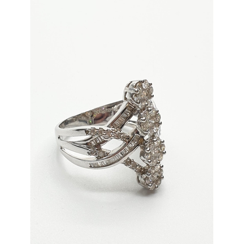 17 - (Withdraw)18ct White Gold Diamond Ring with approx 1.42ct diamonds, weight 6.9g and size O1/2